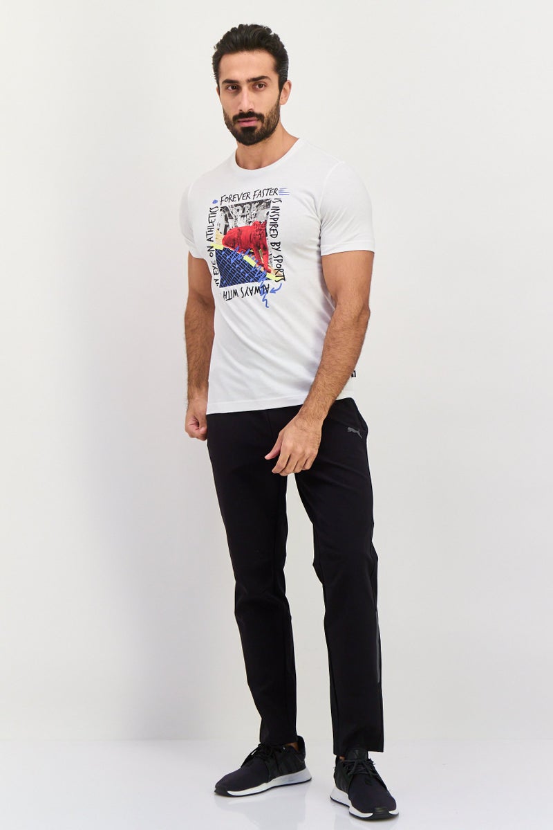 PUMA Men Sportswear Fit Short Sleeves Training T-Shirt, White Combo - Image 4